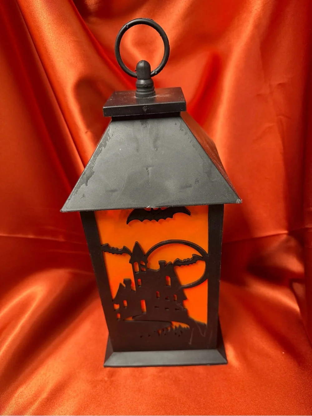 Halloween Haunted House Lantern - Black and Orange Decorative Accent